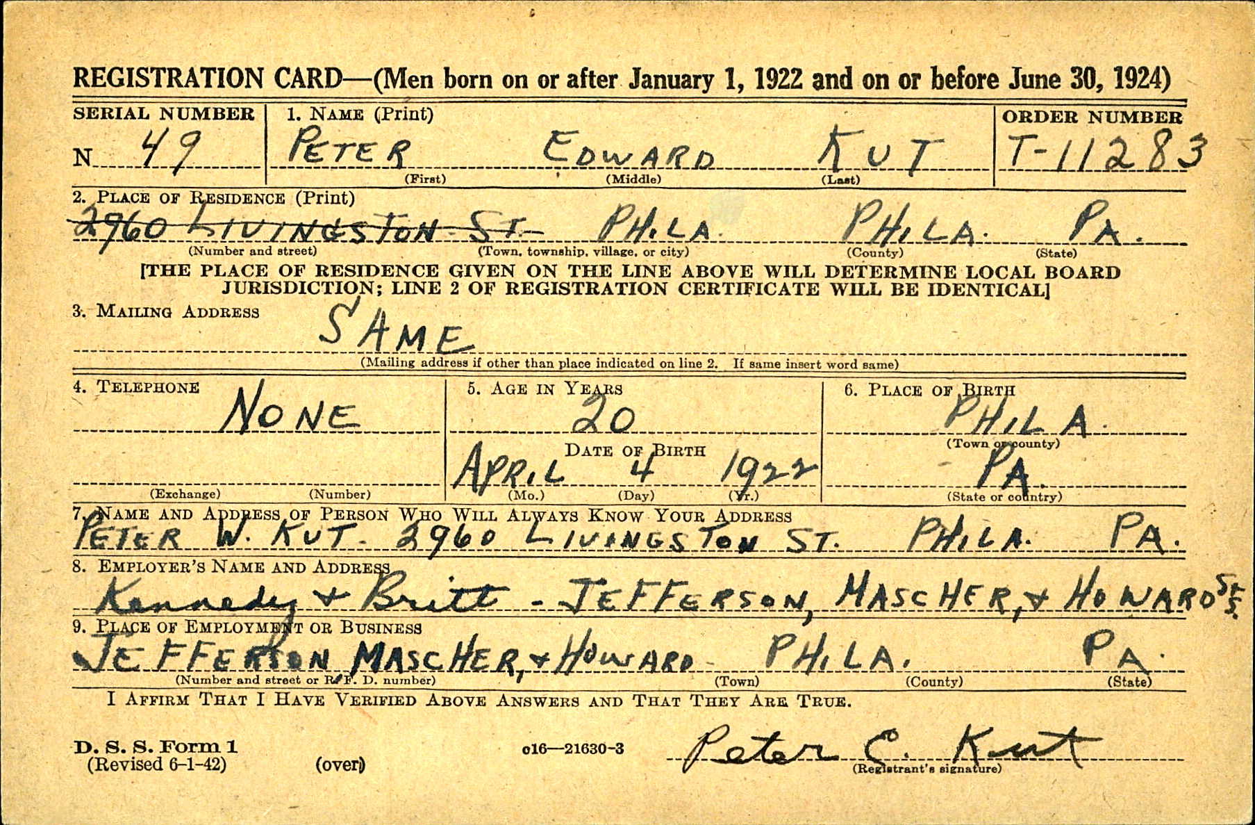 Sgt Peter Kut 511th PIR